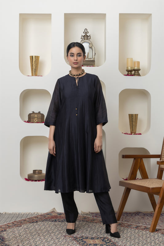 Rozanna Black Chanderi Anarkali