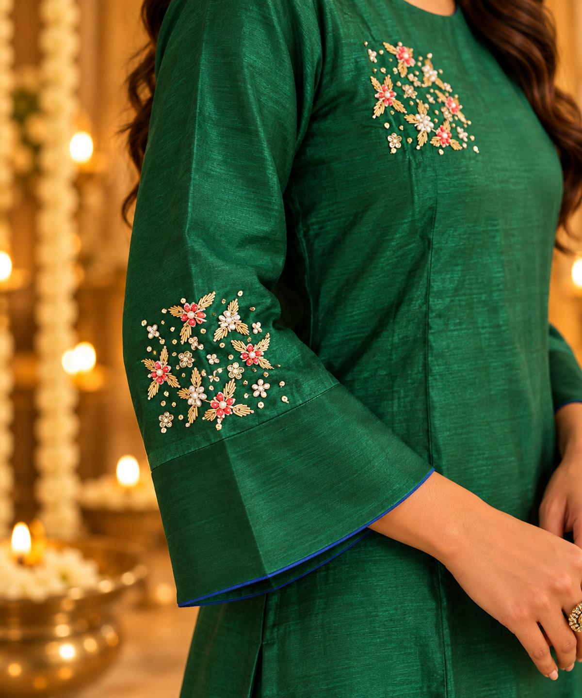 The Colour of Celebration, Emerald Green Kurta Set