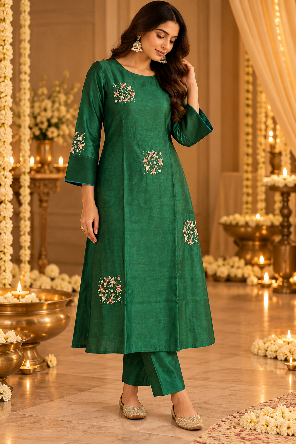 The Colour of Celebration, Emerald Green Kurta Set