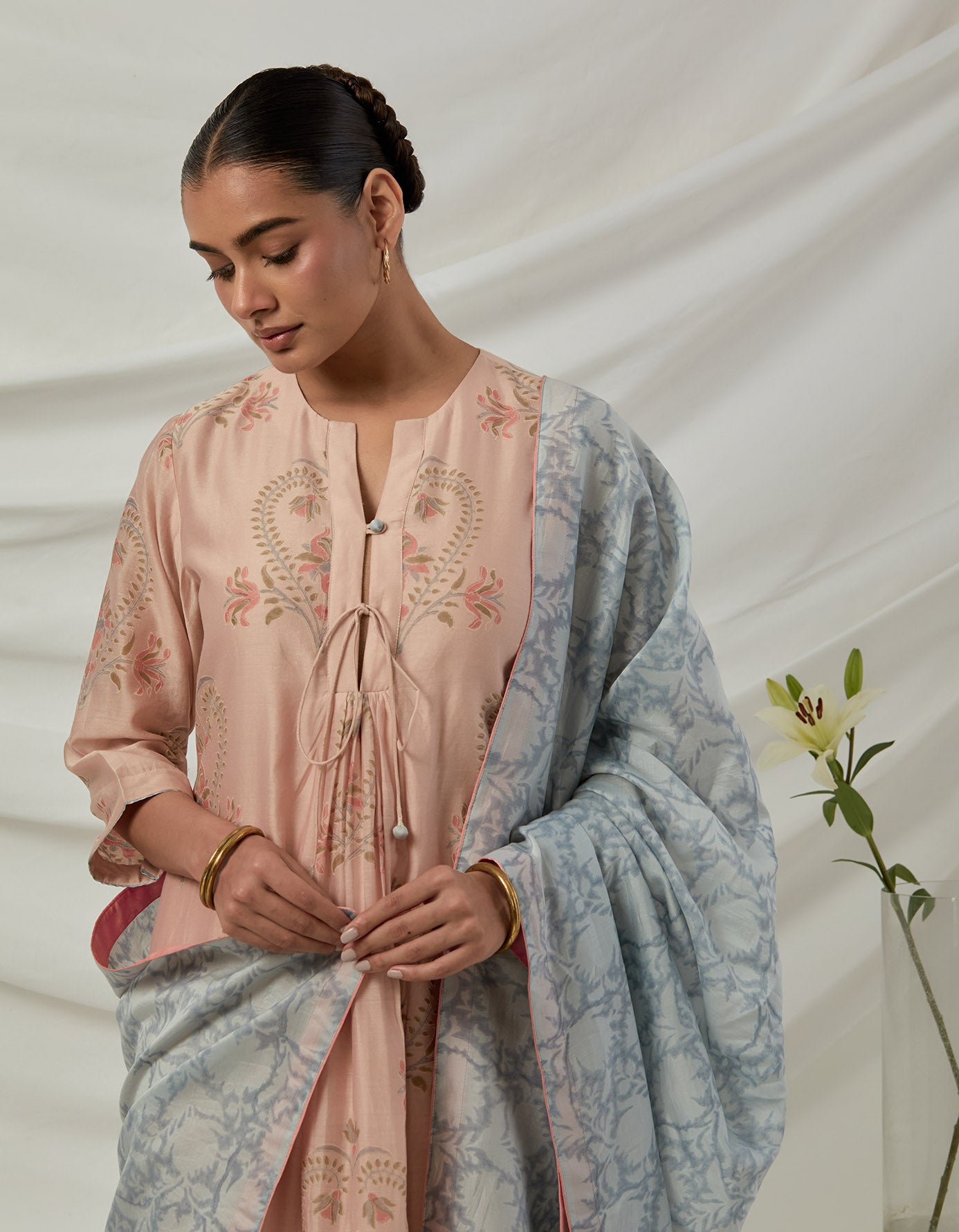Rit Peach Printed Kurta Set