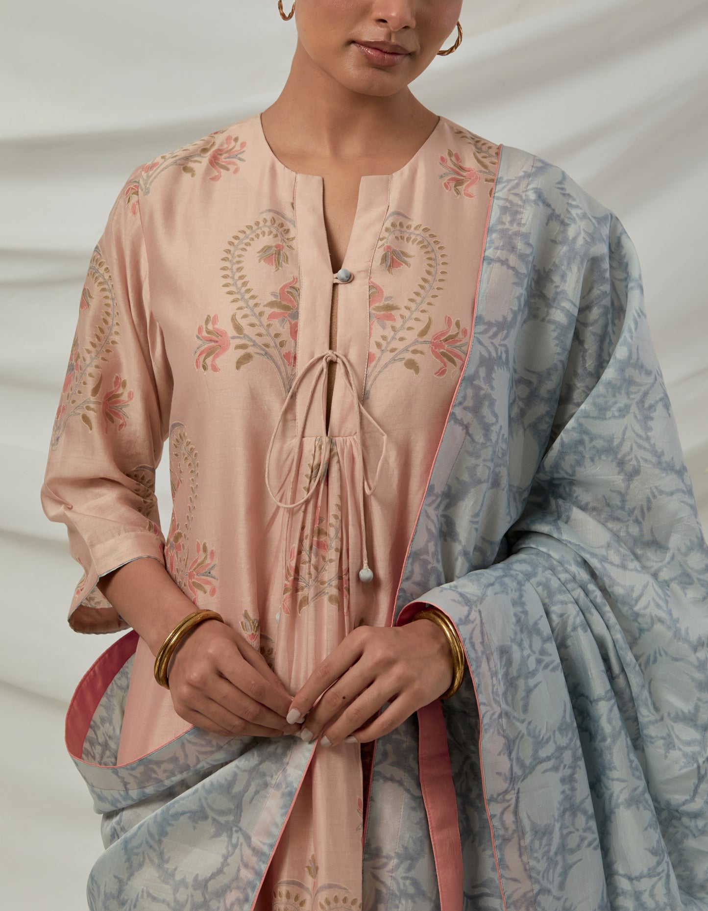 Rit Peach Printed Kurta Set