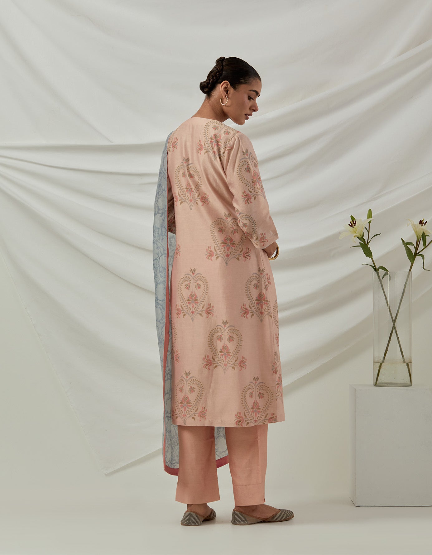 Rit Peach Printed Kurta Set