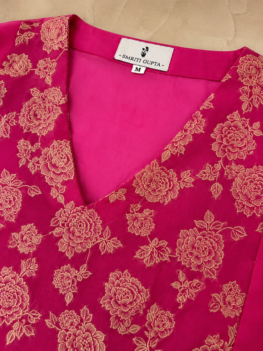 Silks of India Fuchsia Chanderi Silk Kurta set