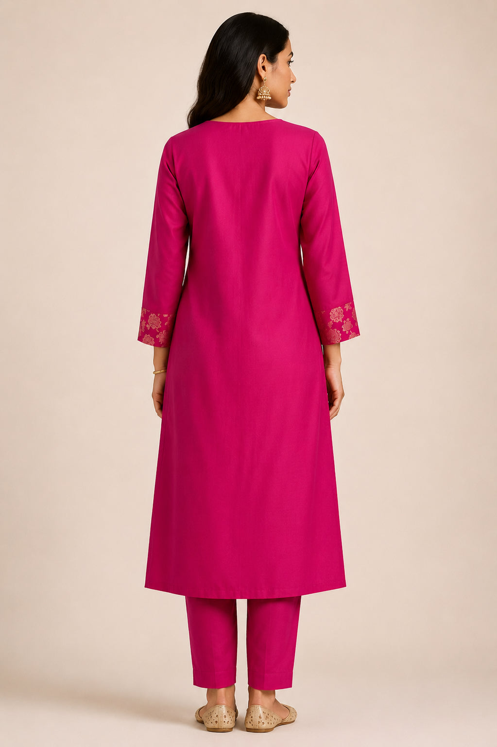 Silks of India Fuchsia Chanderi Silk Kurta set