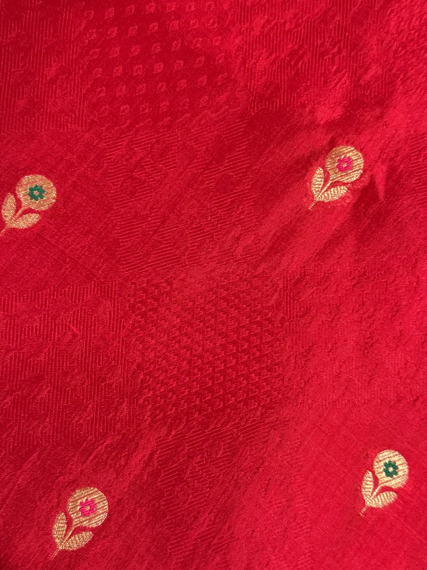 Silks of India Red Handwoven Banarasi Brocade Kurta set