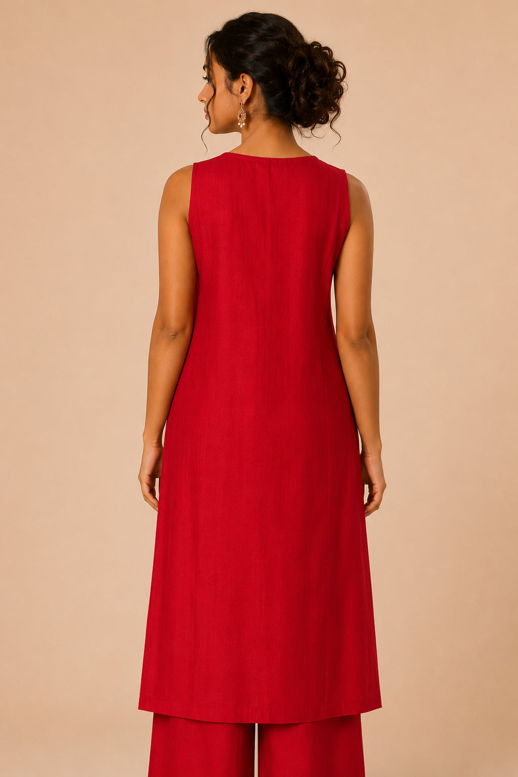 Silks of India Red Handwoven Banarasi Brocade Kurta set