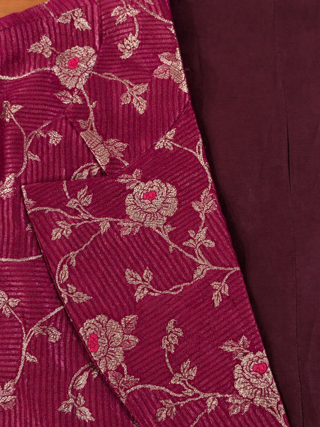 Silks of India Magenta Brocade Jacket Set
