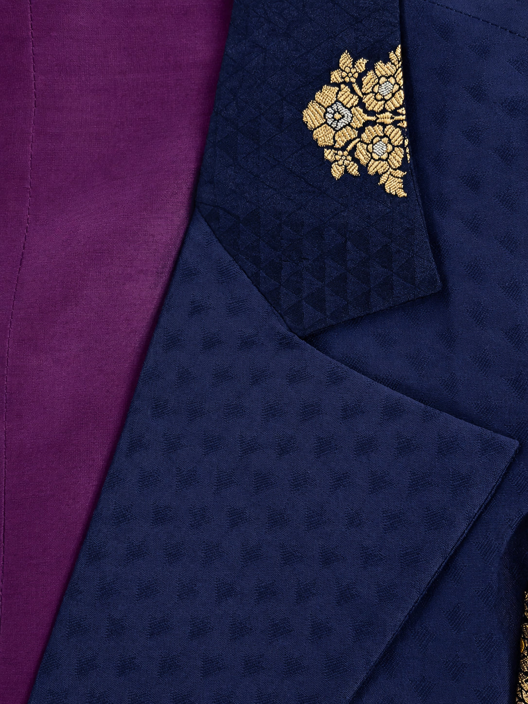 Silks of India Handwoven Silk Indigo Jacket set