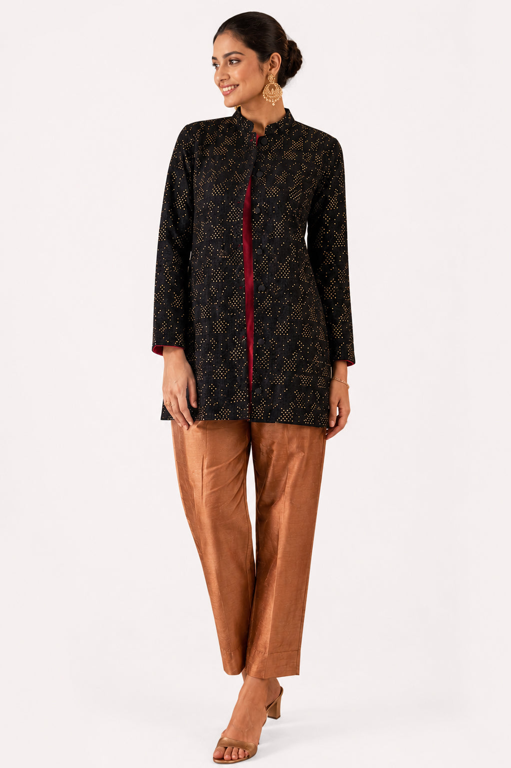 Silks of India Black Sequence Jacket set