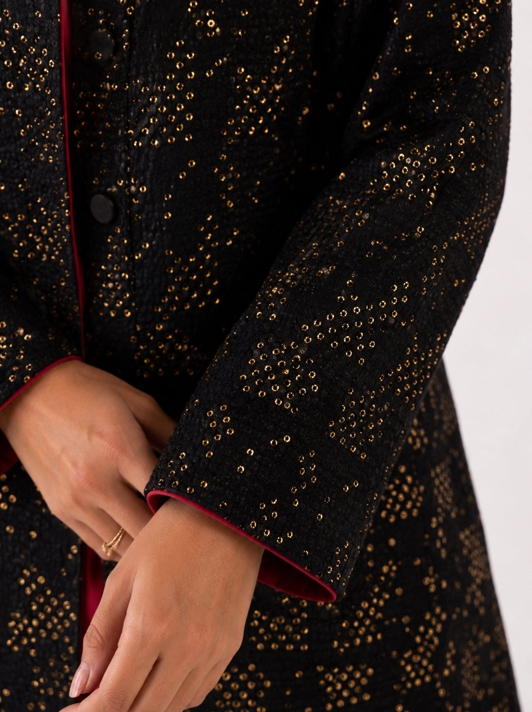 Silks of India Black Sequence Jacket set