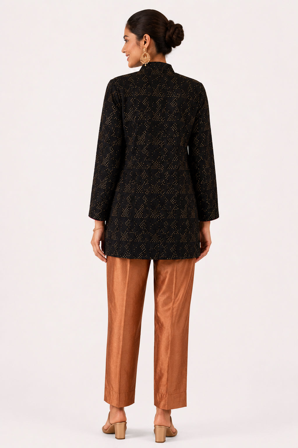 Silks of India Black Sequence Jacket set