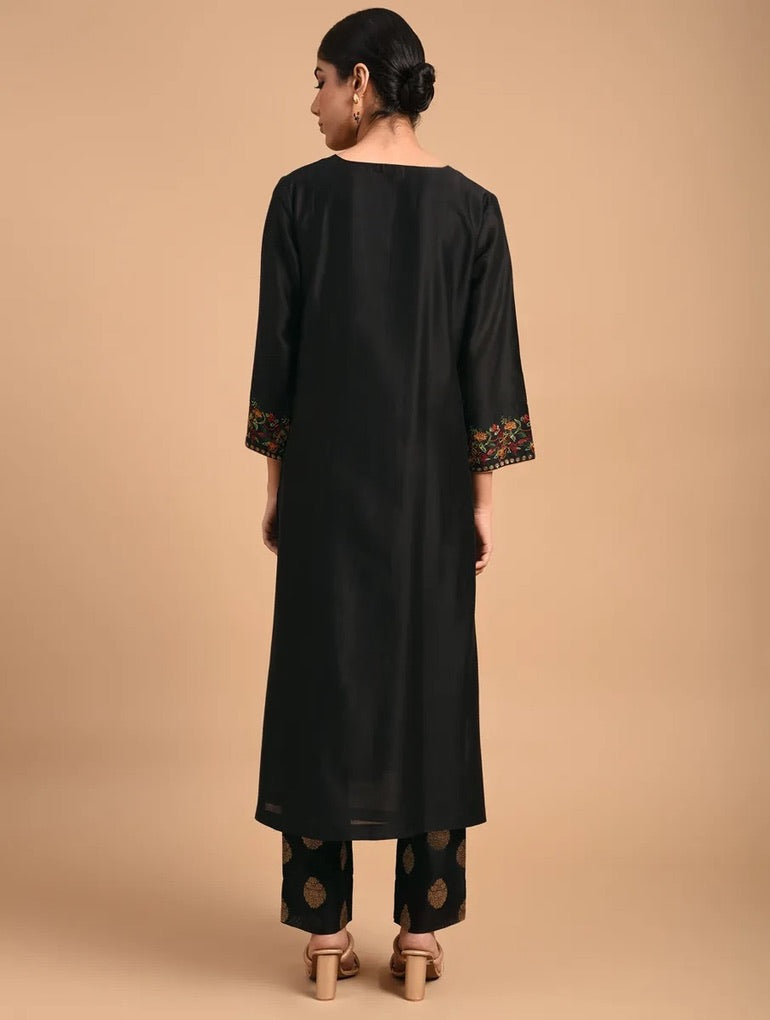 Shyam Rang Black Hand Embroidered Kurta Set
