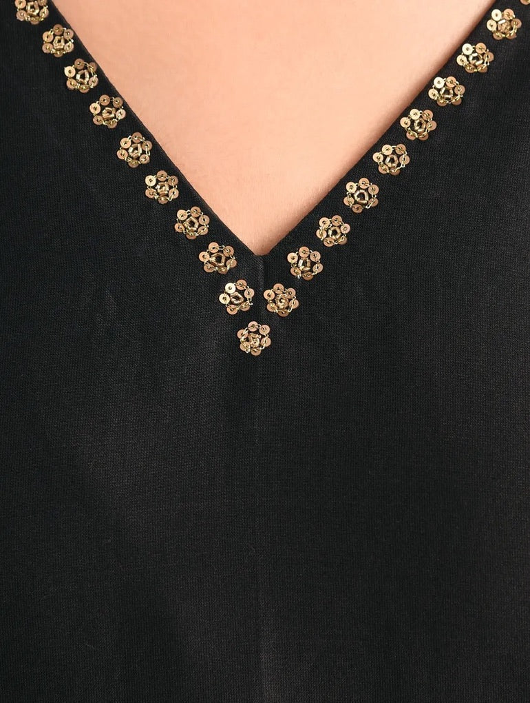 Shyam Rang Black Hand Embroidered Kurta Set