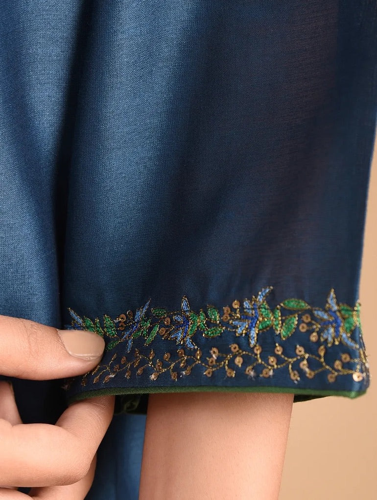 Shyam Rang Indigo Hand Embroidered Kurta Set