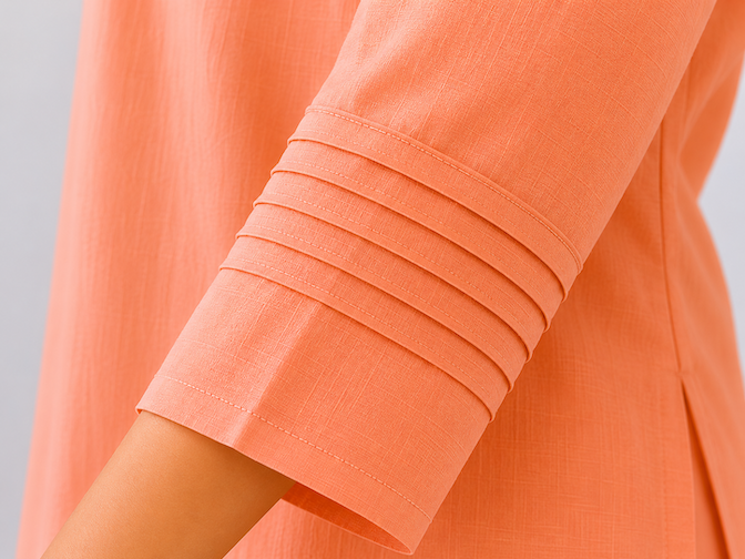 Everyday Essentials Peach Cotton Pintuck Kurta Set