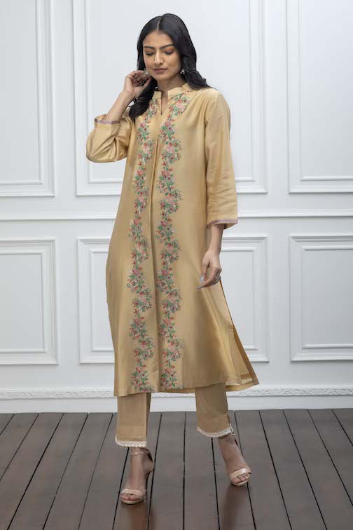 Ishaya Beige Hand Embroidered Kurta Set
