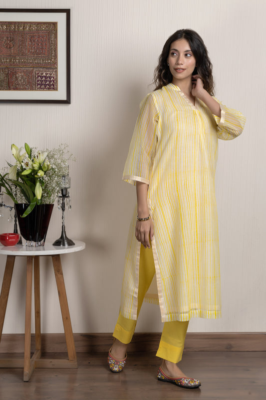 Kota Yellow Printed Kota Kurta Set