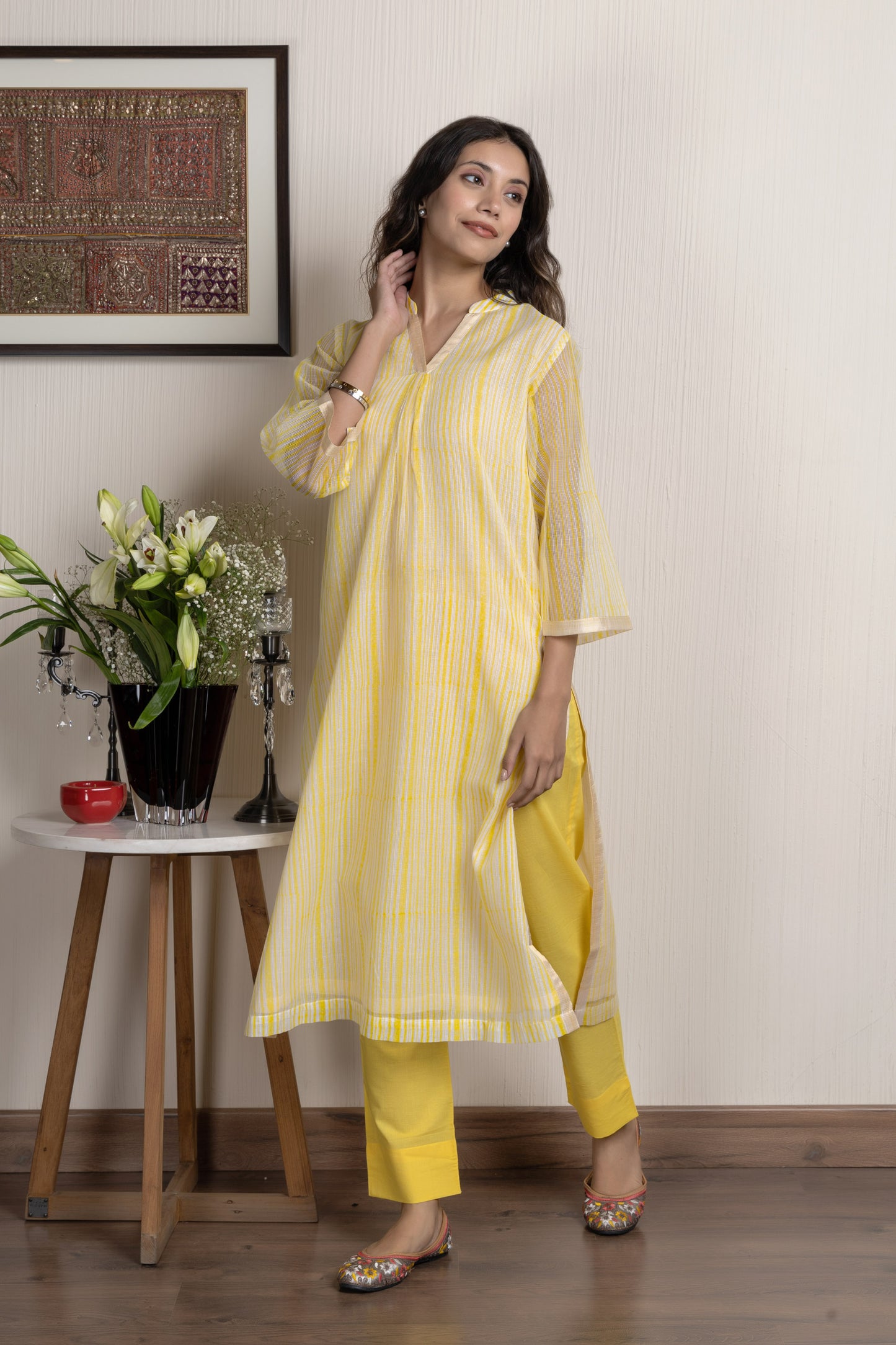 Kota Yellow Printed Kota Kurta Set