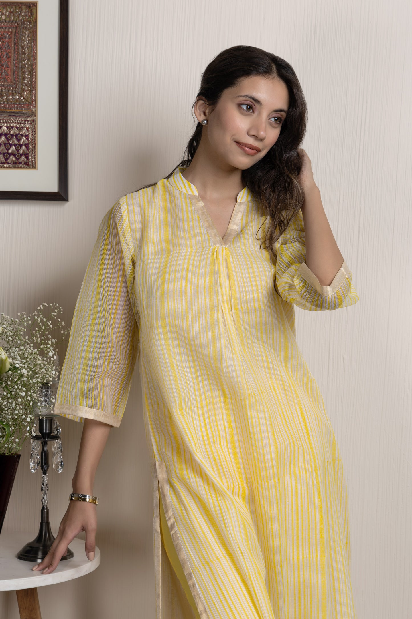 Kota Yellow Printed Kota Kurta Set