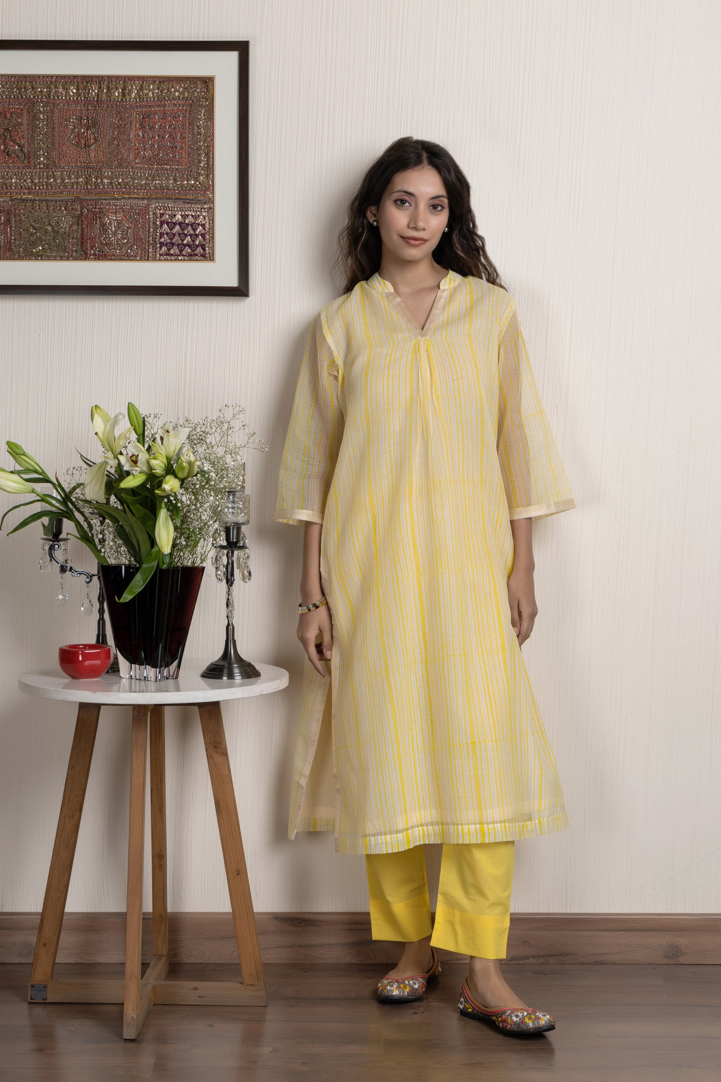Kota Yellow Printed Kota Kurta Set