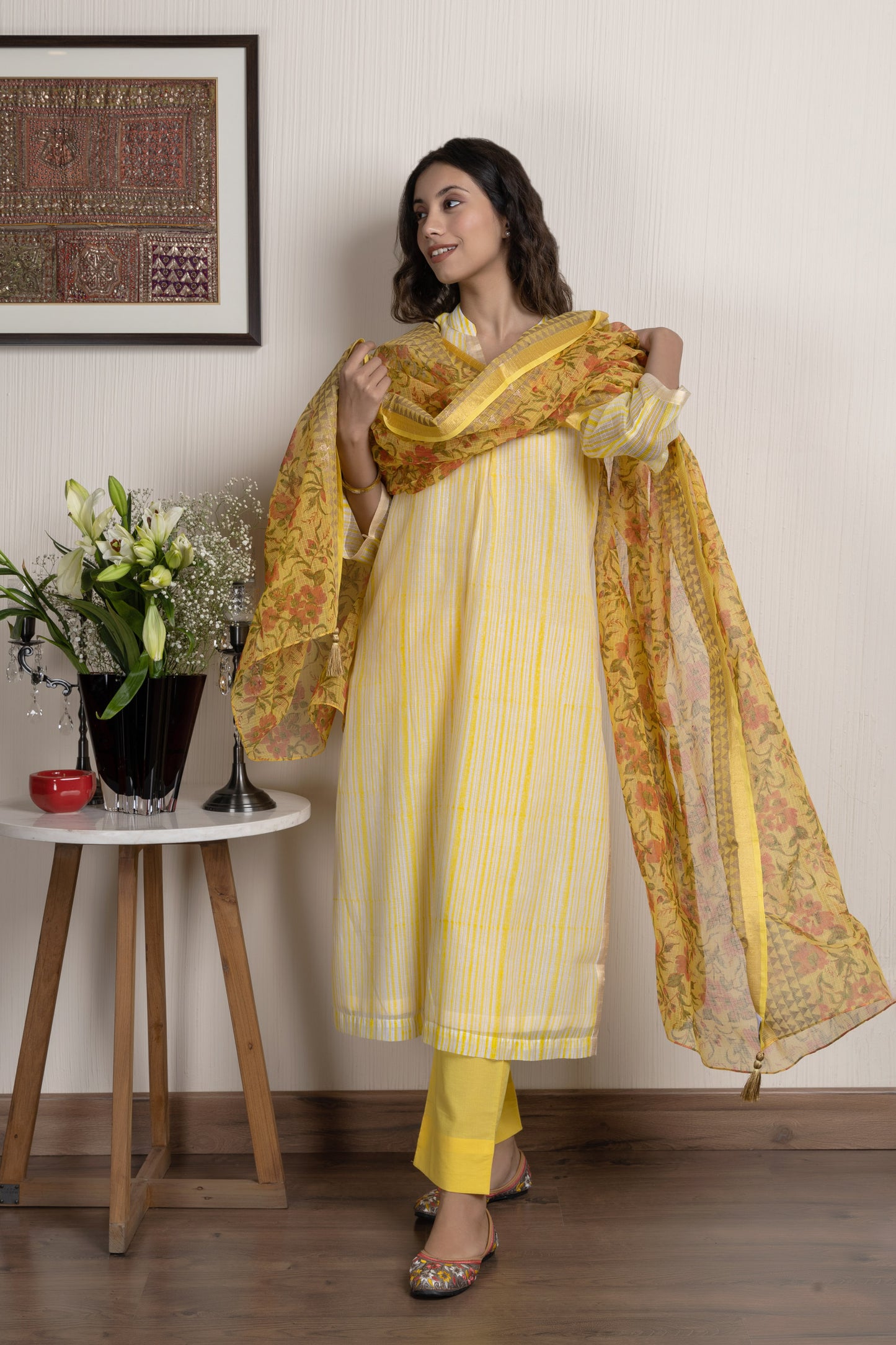 Kota Yellow Printed Dupatta