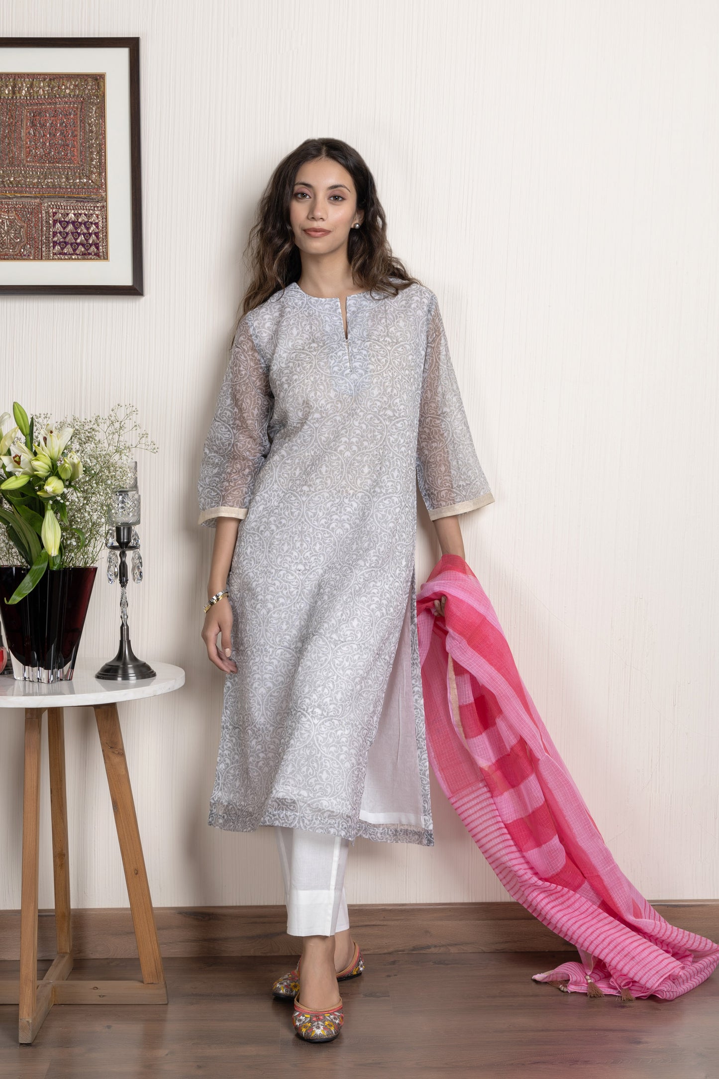 Kota Pink Printed Dupatta