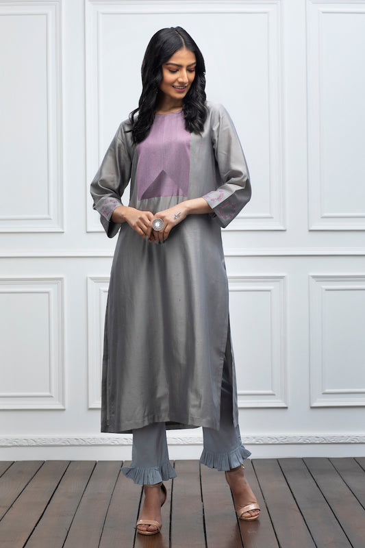 Ishaya Grey Hand Embroidered Kurta Set