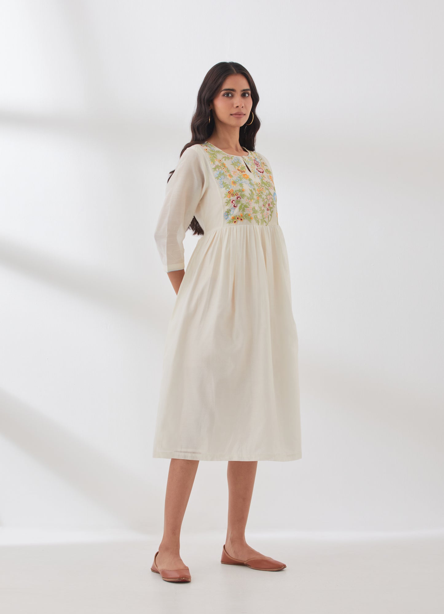 Pesas Chanderi Embroidered Dress