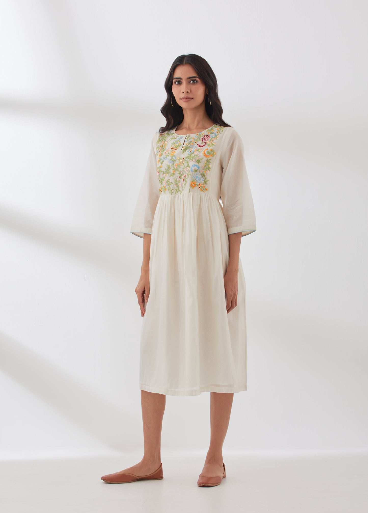 Pesas Chanderi Embroidered Dress