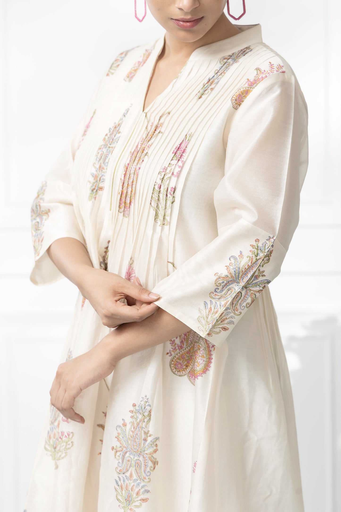 Sorbet Chanderi Block Printed Dress