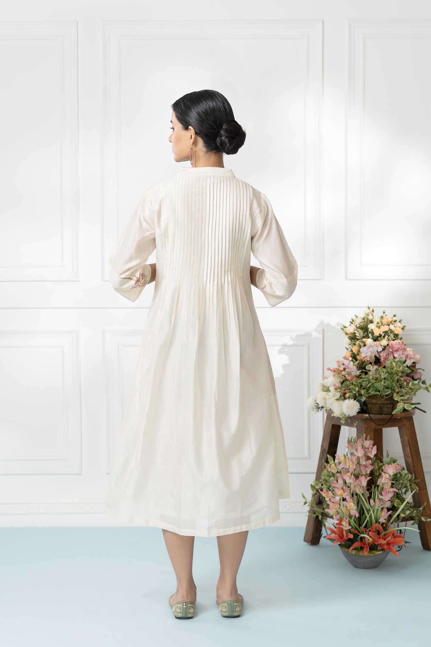 Sorbet Chanderi Block Printed Dress