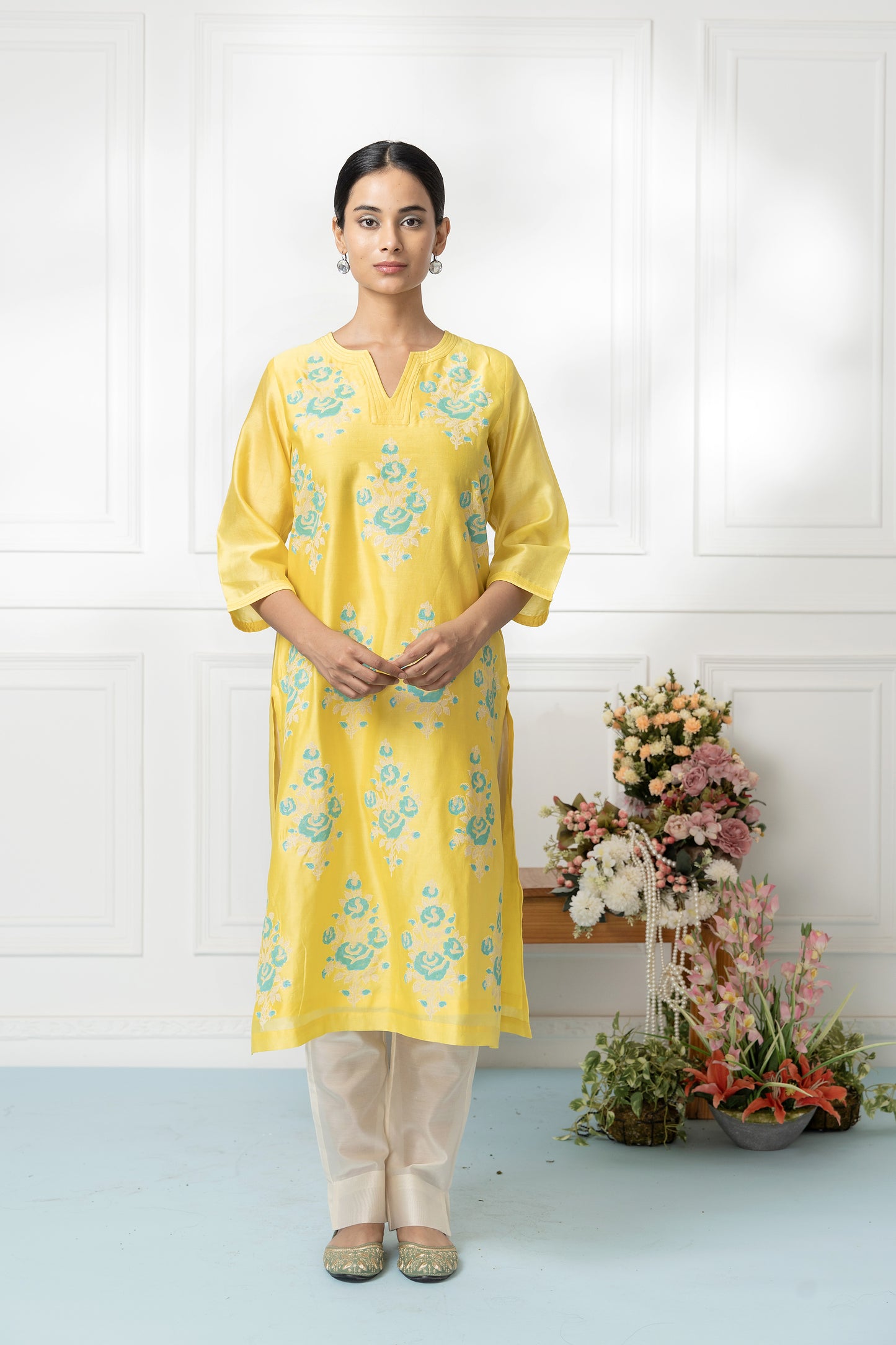 Sorbet Yellow Printed Kurta Set