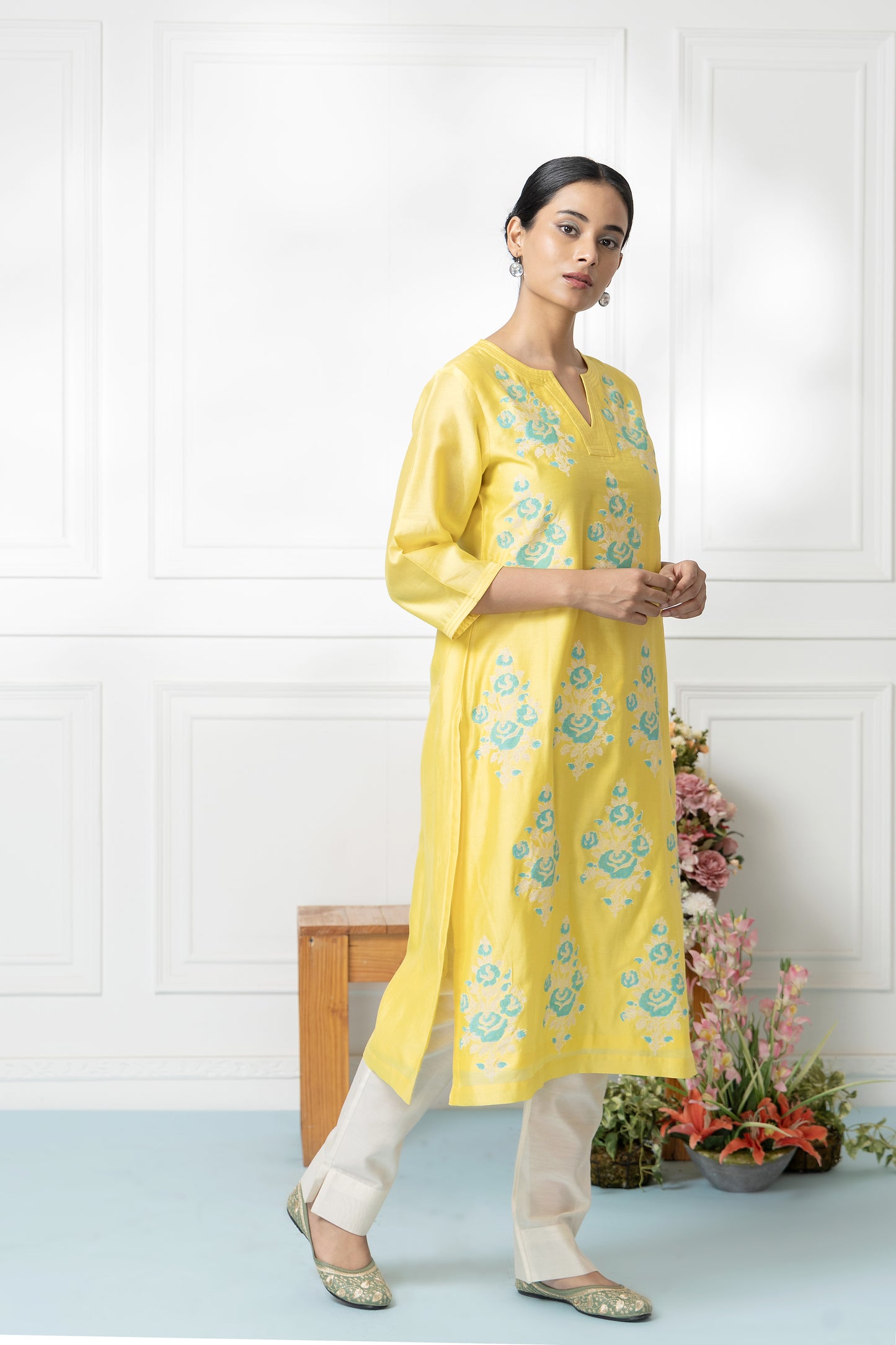 Sorbet Yellow Printed Kurta Set