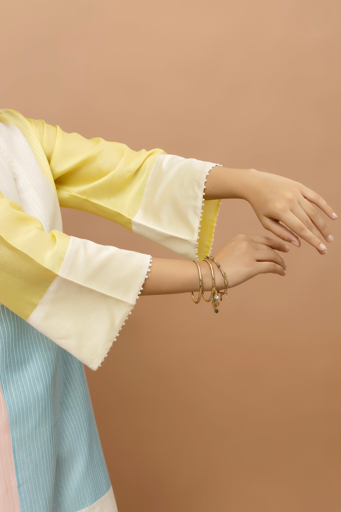 Rozanna Off White Chanderi Patchwork Kurta Set