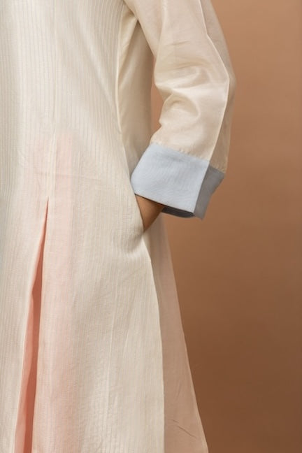Rozanna Off White Chanderi Patchwork Dress