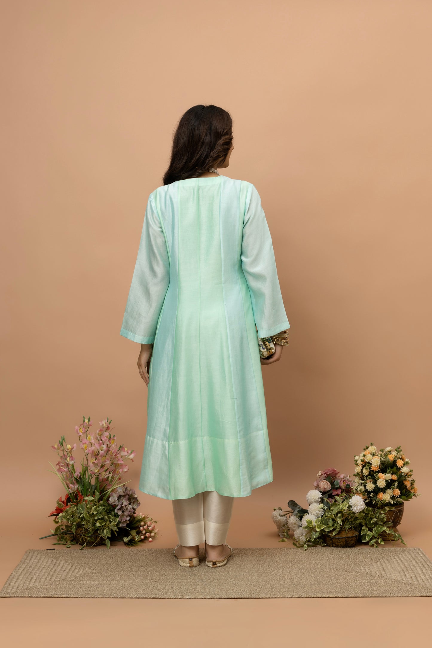 Rozanna Blue Chanderi Patchwork Anarkali Set