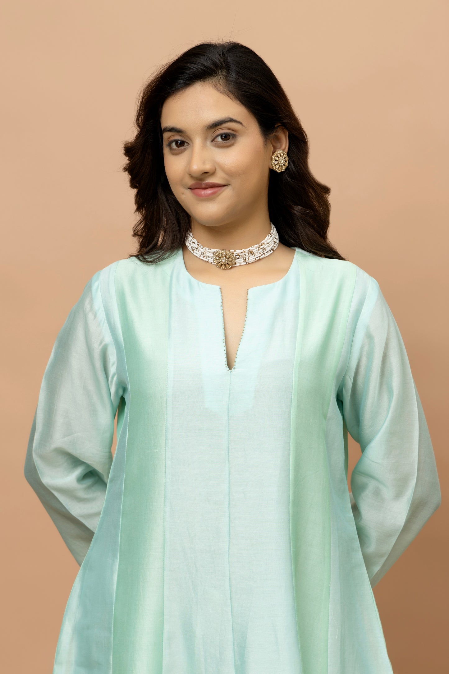 Rozanna Blue Chanderi Patchwork Anarkali Set