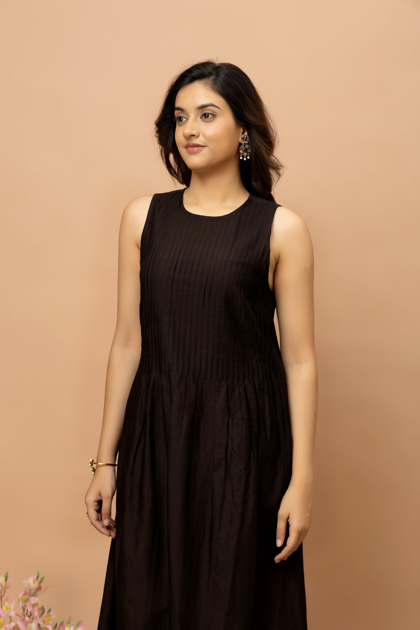 Rozanna Black Chanderi Pintuck Kurta Set