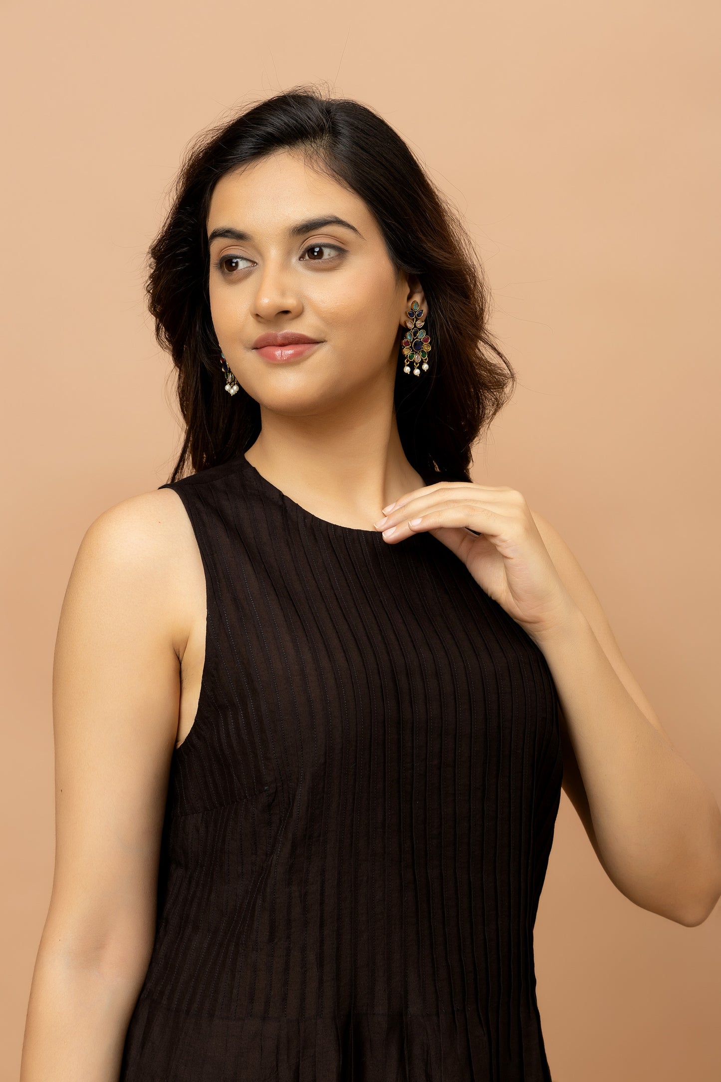 Rozanna Black Chanderi Pintuck Kurta Set