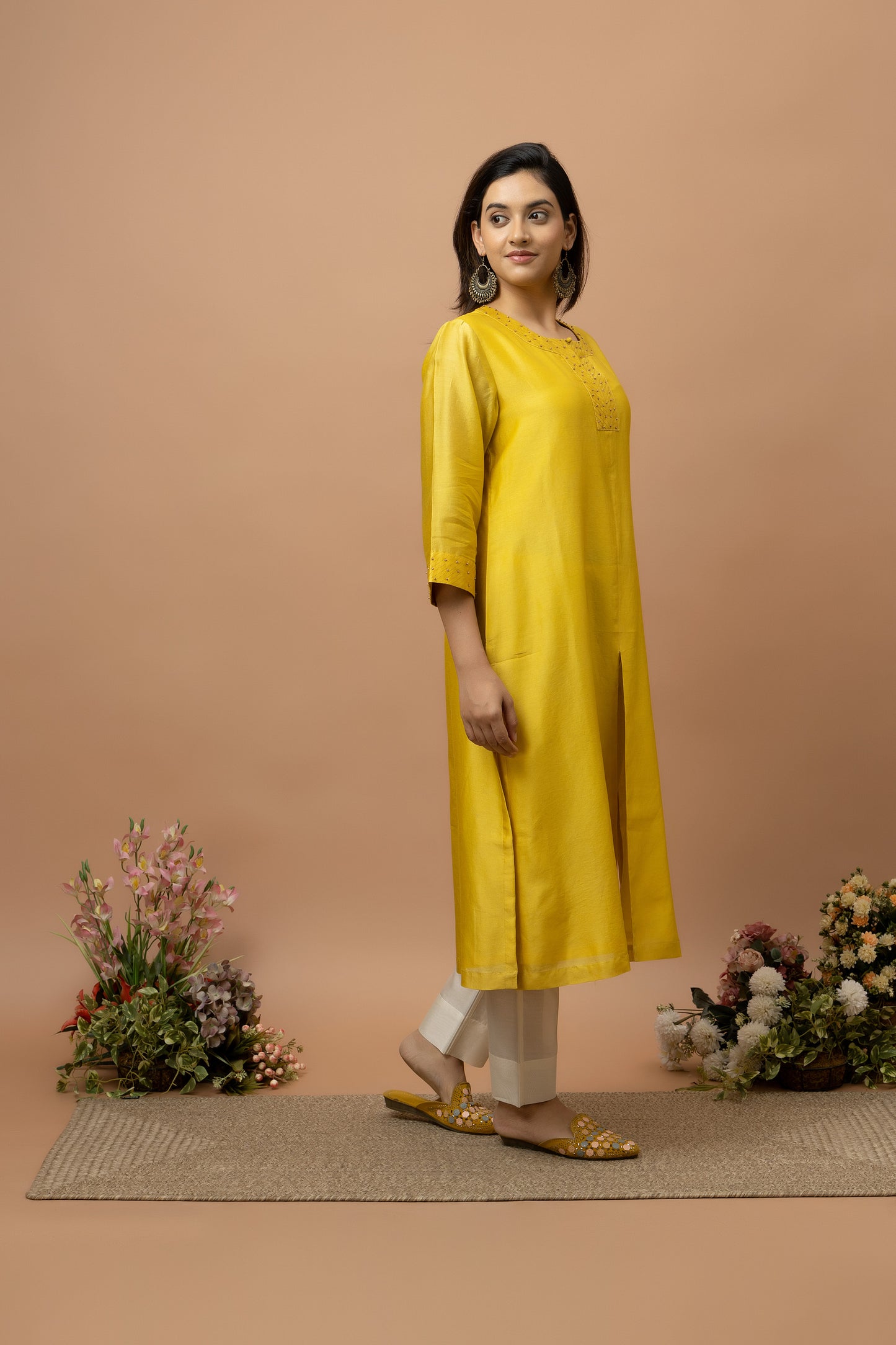 Rozanna Mustard Chanderi Kurta