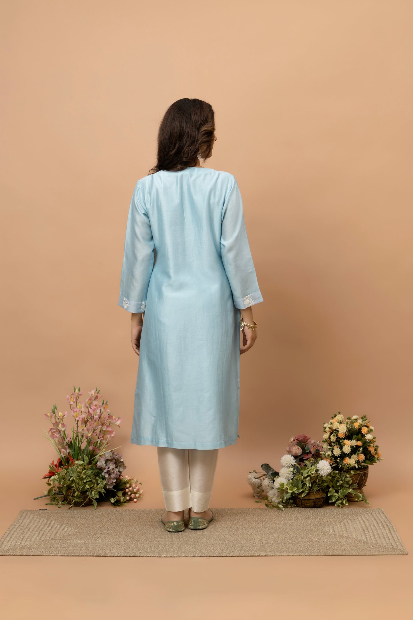 Rozanna Sky Blue Chanderi Kurta