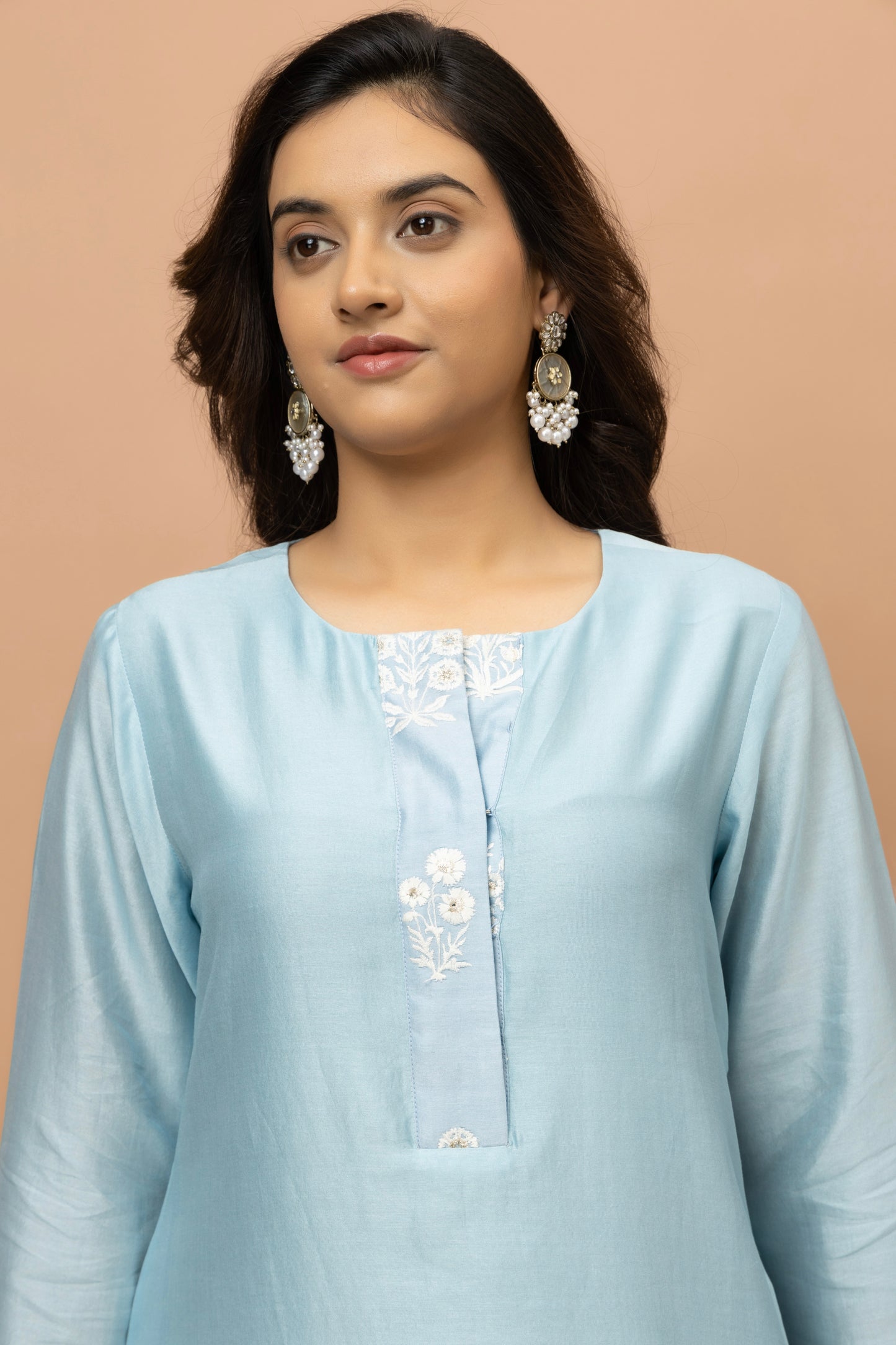 Rozanna Sky Blue Chanderi Kurta