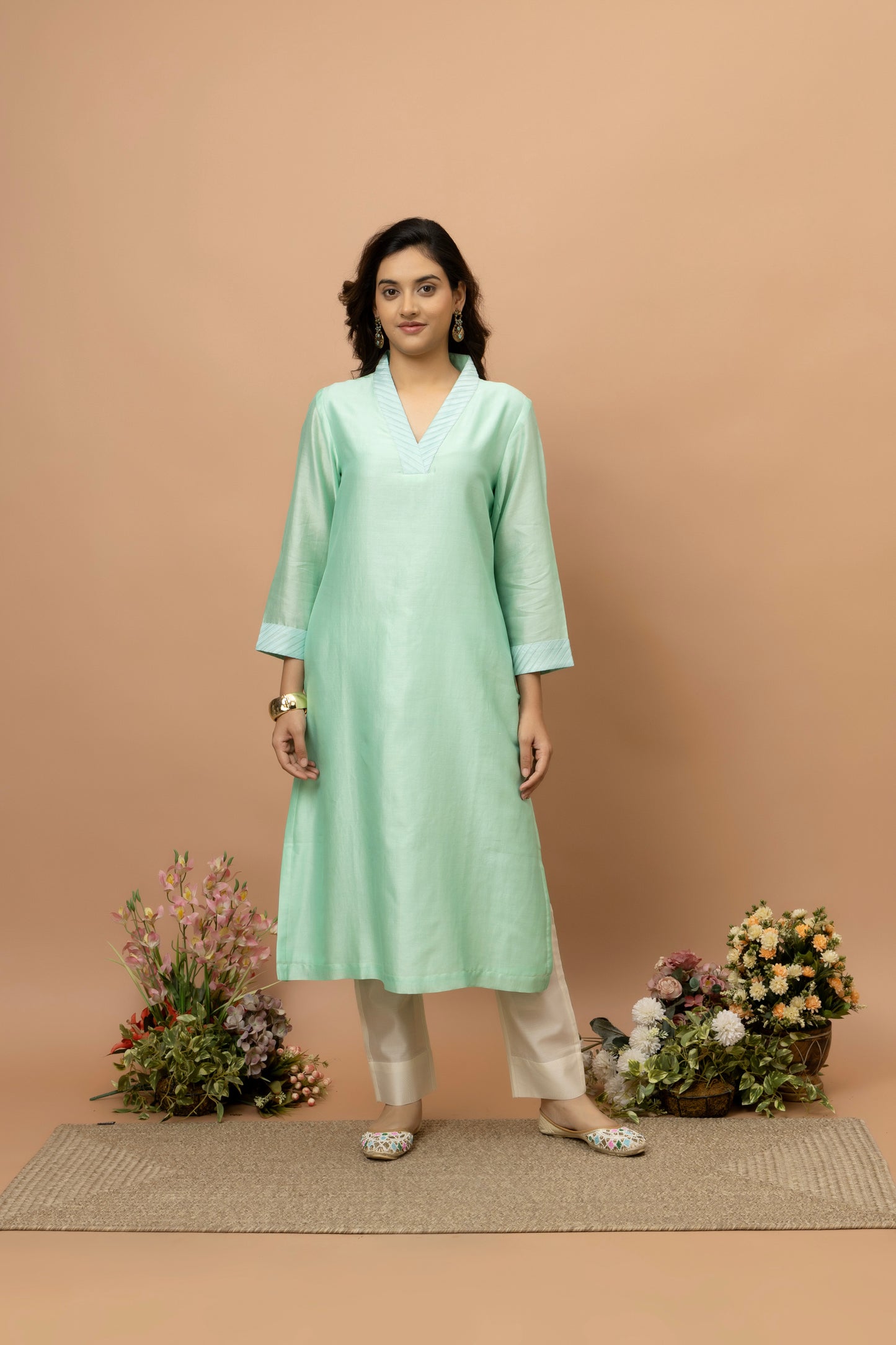 Rozanna Mint Green Chanderi Kurta