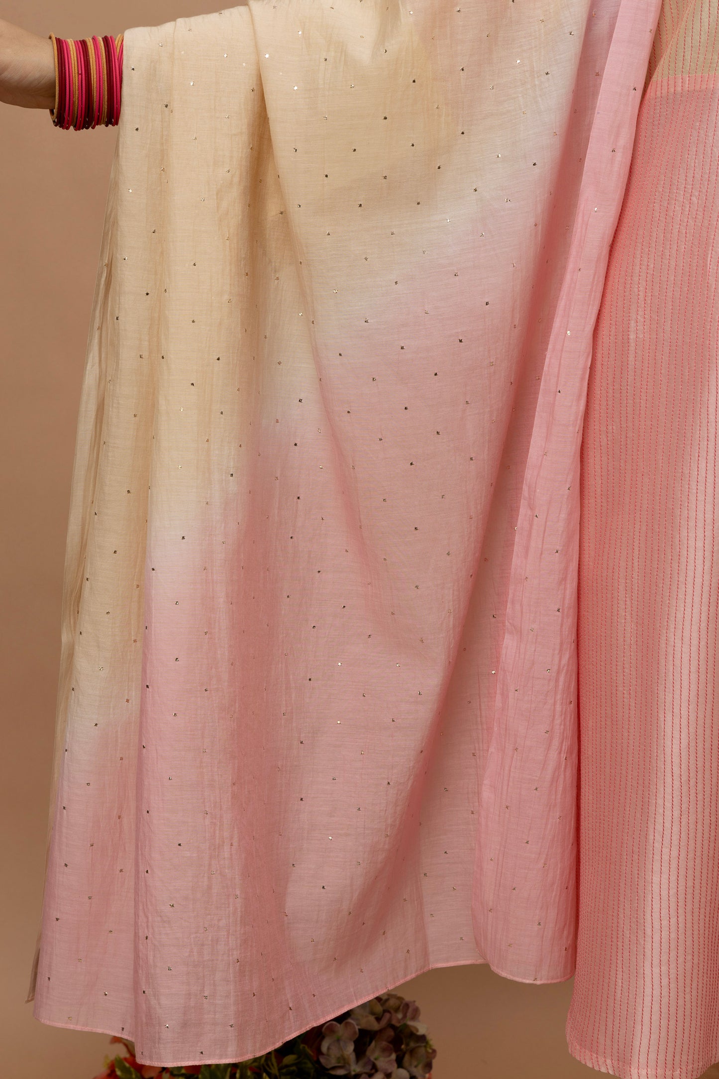 Rozanna Peach Shaded Mukaish Dupatta