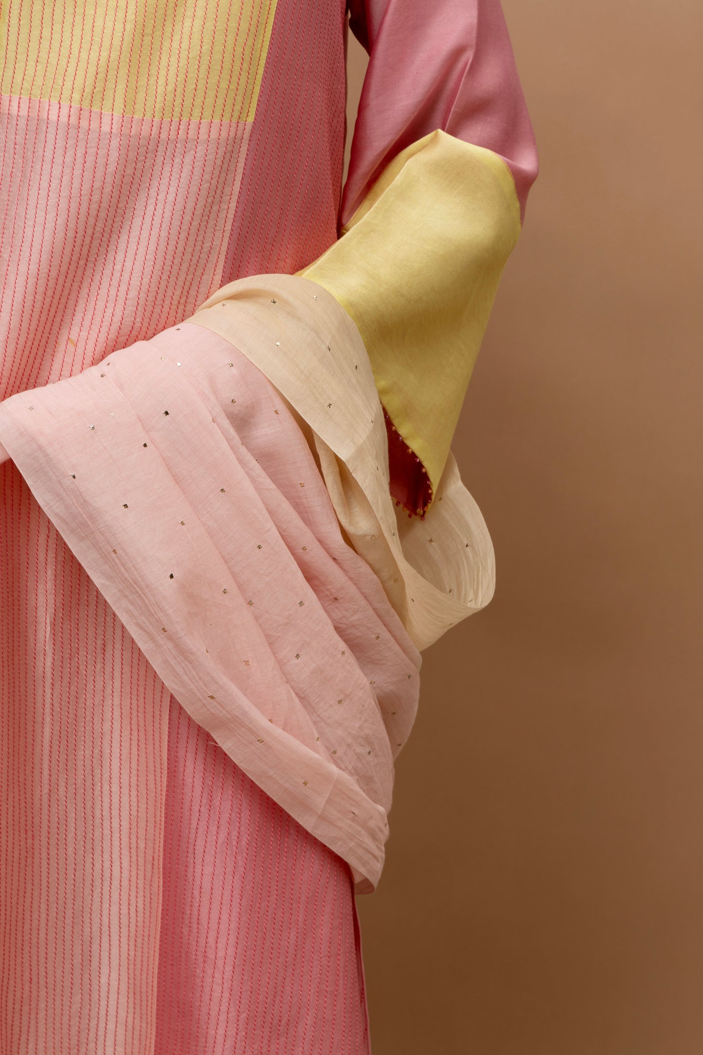 Rozanna Peach Shaded Mukaish Dupatta