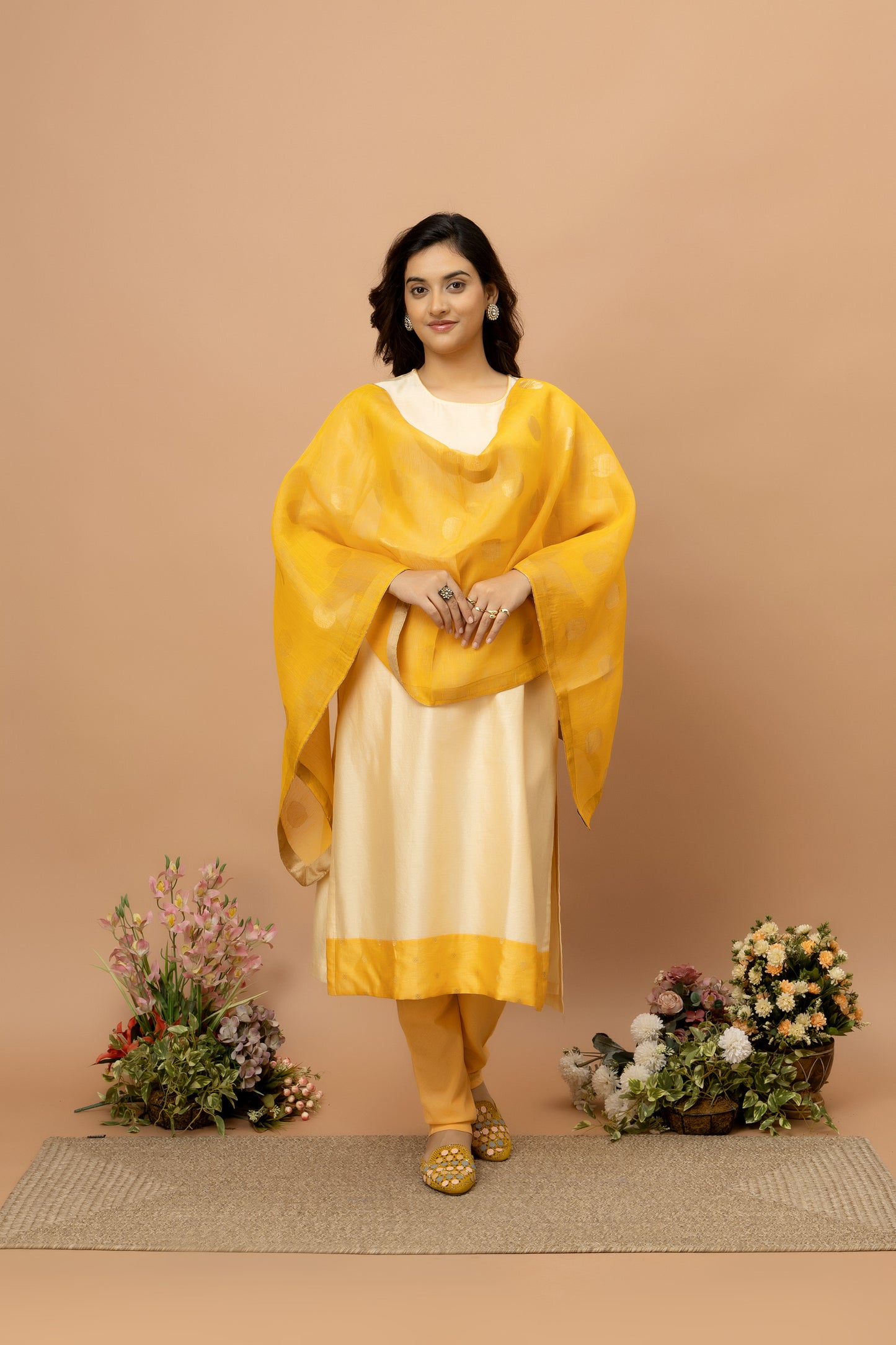 Rozanna Mustard Linen Dupatta