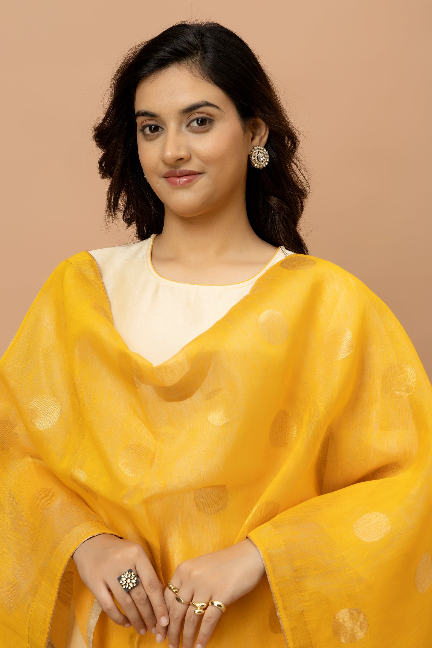 Rozanna Mustard Linen Dupatta
