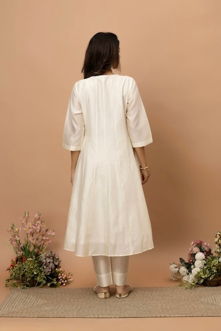 Rozanna Off White Chanderi Anarkali