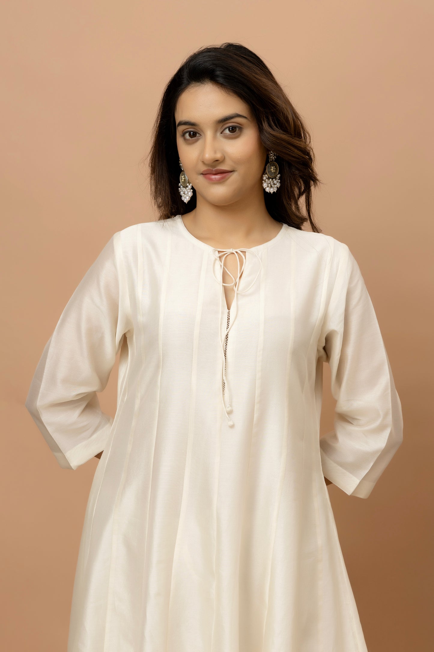 Rozanna Off White Chanderi Anarkali