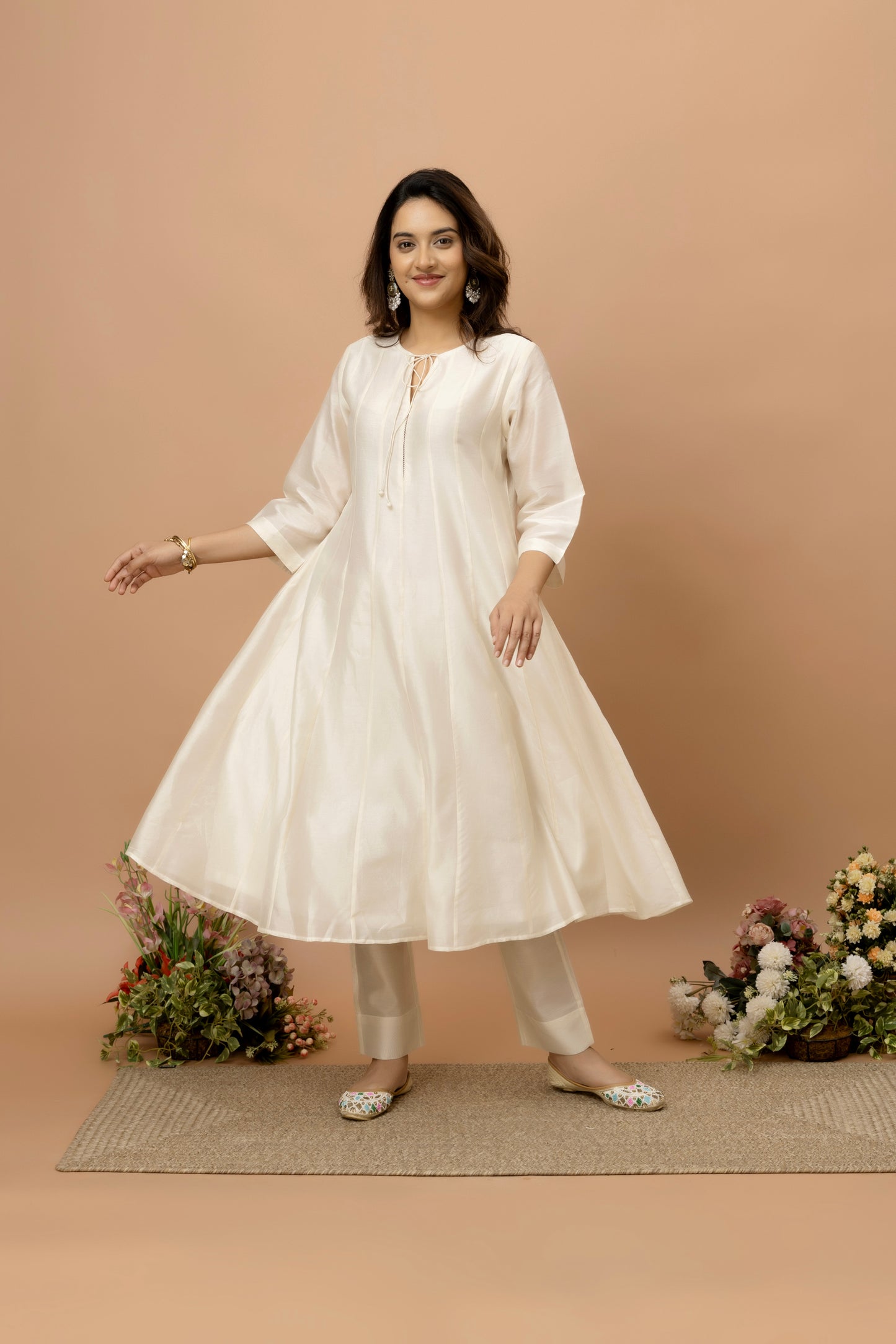 Rozanna Off White Chanderi Anarkali